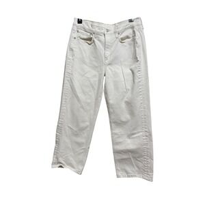 AYR The Easy Easy Jeans Women 30 White Wide Leg Organic Cotton High Rise Cropped